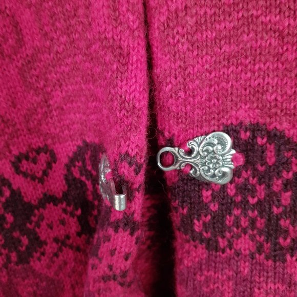 Nordic-Style Wool Sweater Vest with Metal Closures Pink Size L - Picture 6 of 7